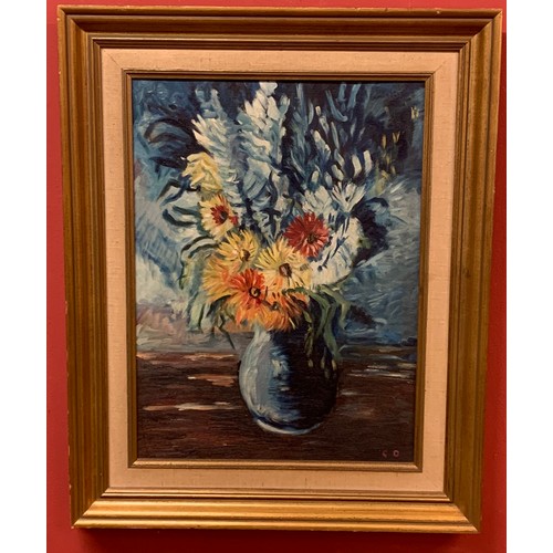 37 - Vintage Continental Oil On Canvas , Still Life Of Flowers. 70 x 57 cms