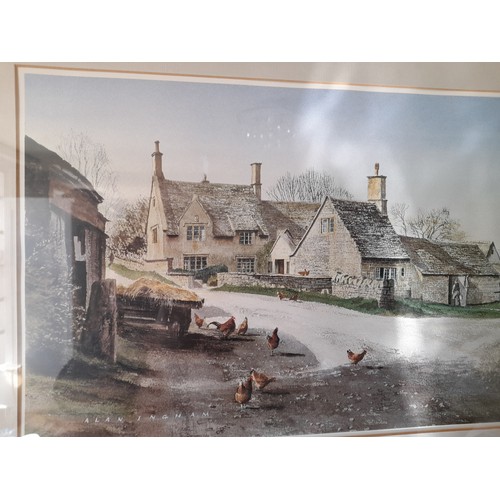 112 - Framed and Glazed Print ' Upperwall Farm' by Alan Ingham, 88cm x 40cm alng with framed and glazed pr... 