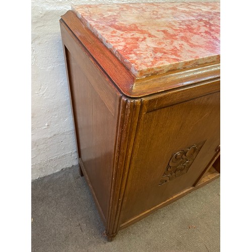 11 - Vintage French Marble Top Sideboard. 120 x 45 x 96 cms