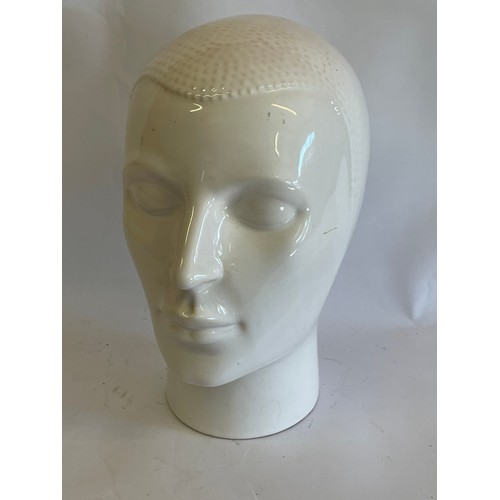 30 - Vintage Ceramic Mannequin Head. 27 cms High