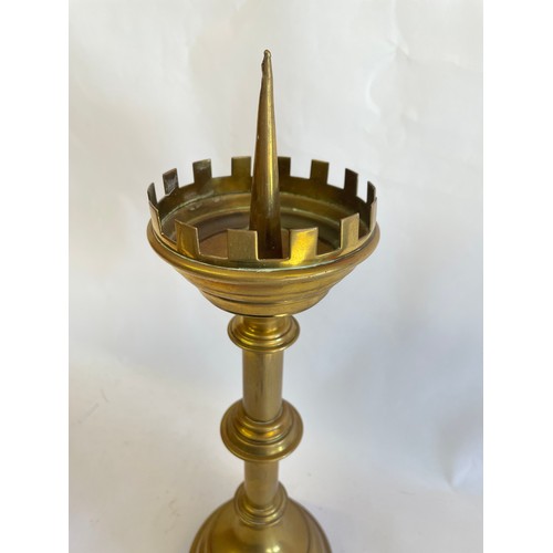 31 - Antique Church Pricket Candlestick With Lion Paw Feet. 38 cms High