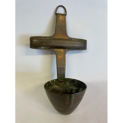 46 - Trench Art Shell Brass Holy Water Font.