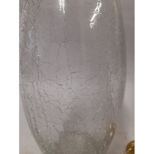 124 - Crackle Glass Shaker with White Metal lid 24cm high