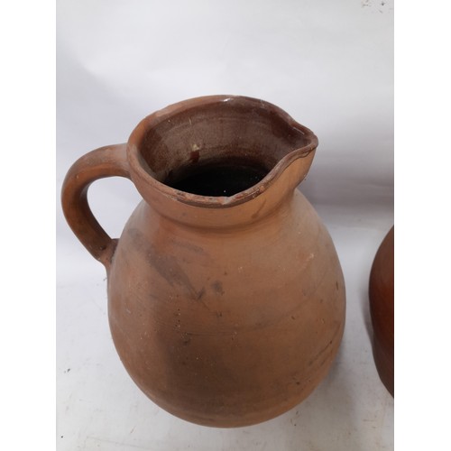 136 - 2 X Large Terracotta Jugs, 35cm high