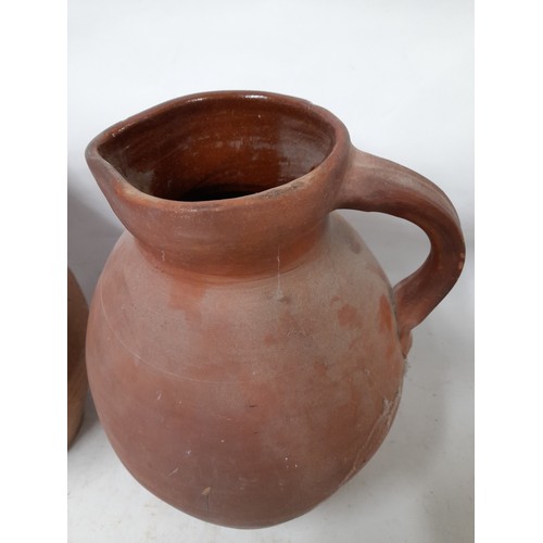 136 - 2 X Large Terracotta Jugs, 35cm high