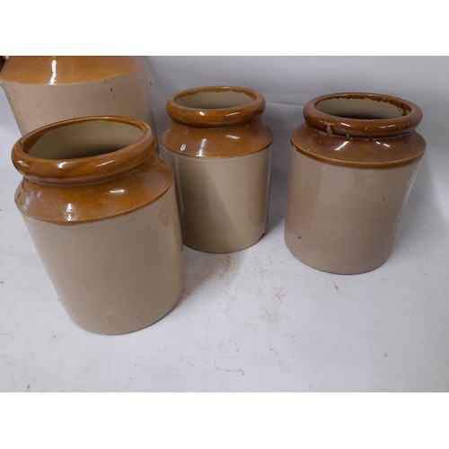 137 - 3 x Stone ware Jars and a Stone Ware Flagon 33cm high (4)