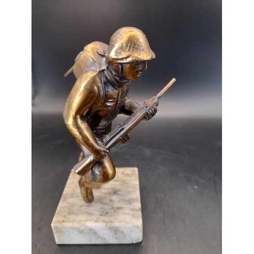 293 - Bronzed Metal Soldier on Marble Base 14cm high