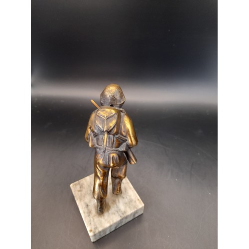 293 - Bronzed Metal Soldier on Marble Base 14cm high