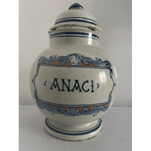 173 - Large Vintage Terracotta And Glazed Pot With The Word ANACI (Aniseed)
27 cms h