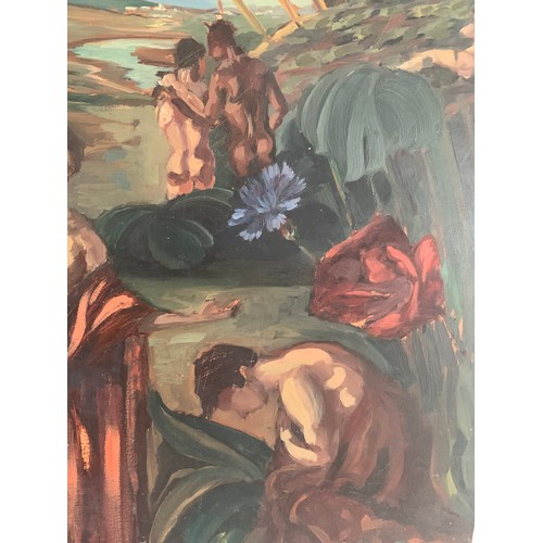 191 - Vintage Oil Painting  On Board Depicting The Garden Of Éden 
37 x 42 cms