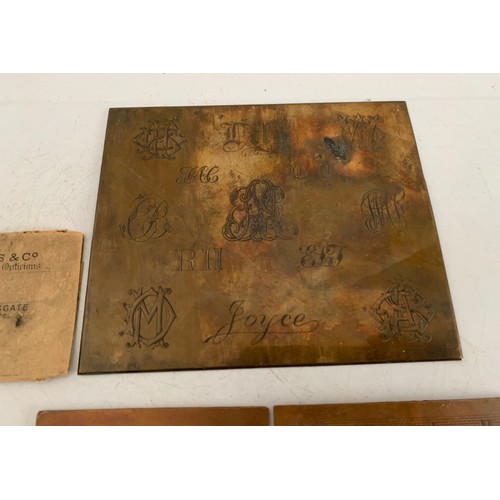 153 - Vintage Copper Etched Sample Printing Block Together With 2 Business Card Printing Blocks
16 x 14 cm... 