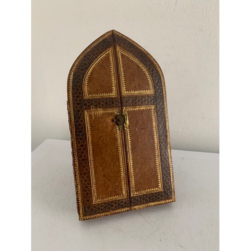 177 - Antique Leather Travel Altar Pocket Shrine
11 x 21 cms h