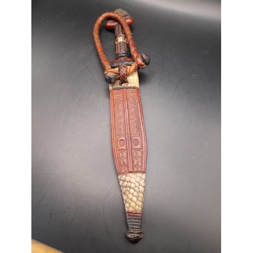 331 - African Sheath Knife in leather Sheath 32cm long