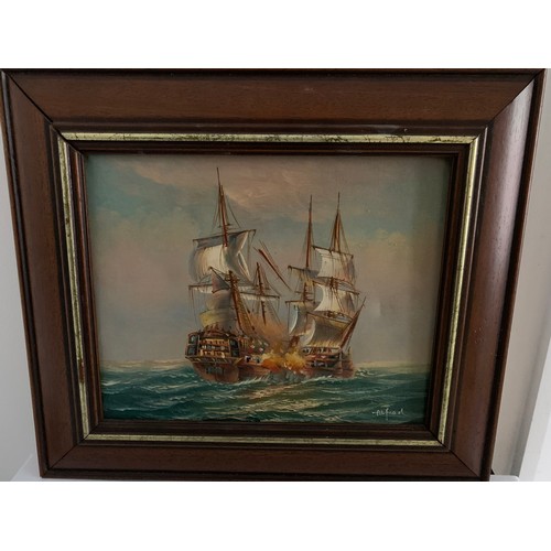 176 - Vintage Framed Oil On Canvas Of A Sailing Ship Signed
38 x 32 cms