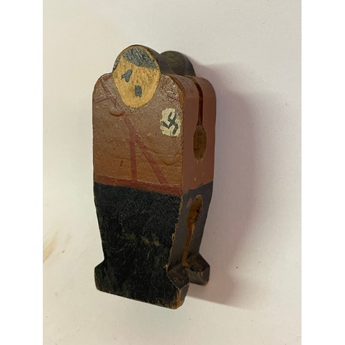 390 - German Wood Adolf Hitler  Propaganda Peg? Figure. 7.5 cms