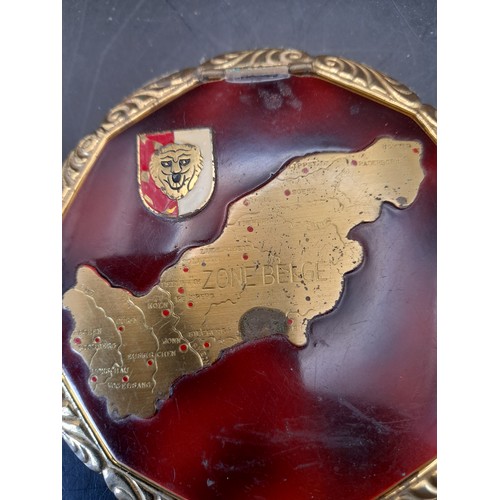 424 - WW2 Souvenir Brass Compact showing the Belgian Zone in Germany at the end of the war