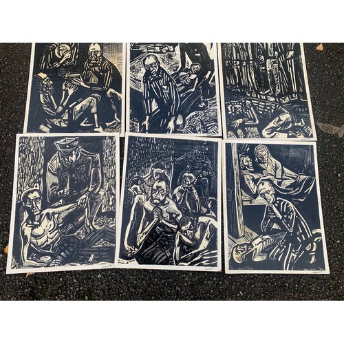 212A - Rare 13 Paintings Of A Artists Impression From Auschwitz Depicting Maximilian Maria Kolbe OFMConv (b... 