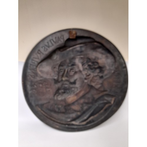 515 - Large Brass wall plaque of Rubens. 67cm dia