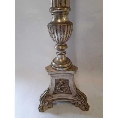 530 - Large Antique Church Floor Standing Lamp in the form of a large Pricket candlestick With Lion Paw Fe... 