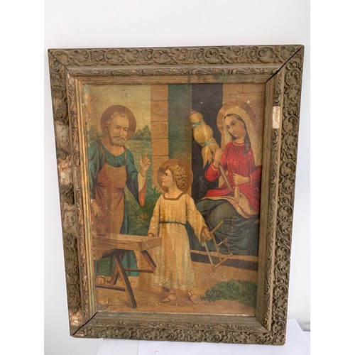 537 - Early Vintage Religious Thème Picture On Card In Original Frame
38 x 49 cms