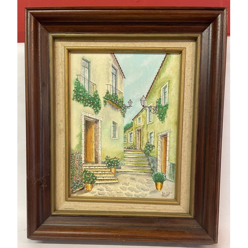 539 - Continental Framed Oil On Canvas Painting. 53 x63 cms