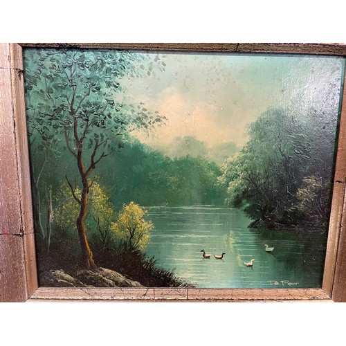 540 - Continental Painting Signed Bottom Right Of Ducks On Water Along With One Other (2)Largest 50 x 44 c... 