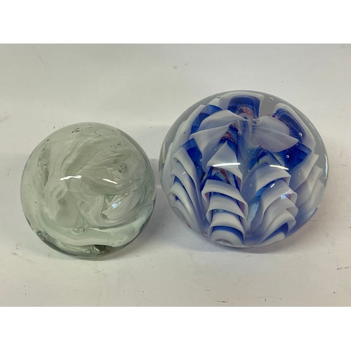 541 - Two Vintage Glass Paperweights. Largest Circa 10 cms  (2)