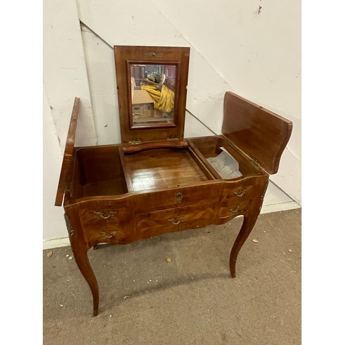 4 - French Marquetry Vanity / Dressing Table With Key . 79 x 46 x 75 cms