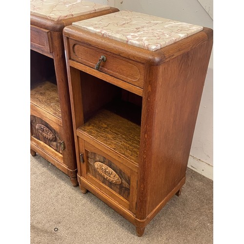 5 - Pair Of Vintage French Marble Top  Nightstands / Pot Cupboards. 41 x 34 x 84 cms (2)