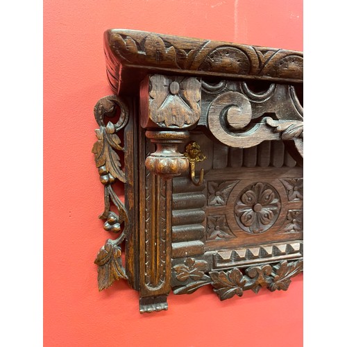 6 - Antique Carved Wood Hall Shelf. 48 x 35 x 19 cms