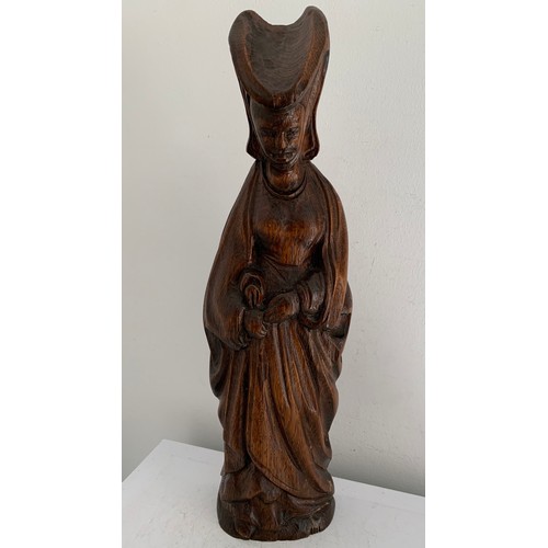 130 - Large Vintage Wood Carving Of A Maiden Signed On Reverse
46 cms h