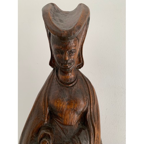 130 - Large Vintage Wood Carving Of A Maiden Signed On Reverse
46 cms h