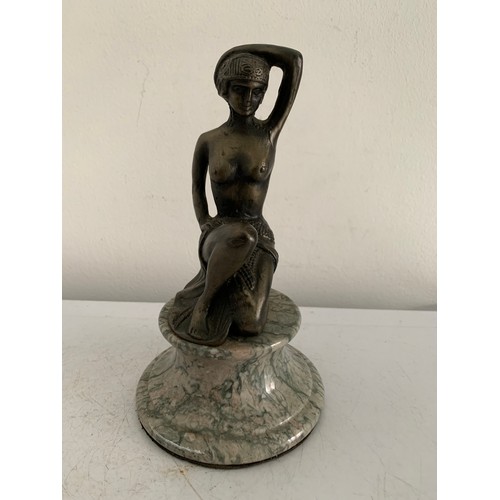 145 - Vintage Bronzed Art Deco Style Statue Of A Lady On Marble Base
18 cms h