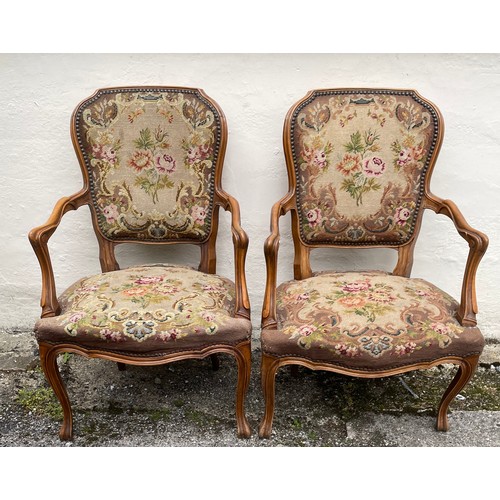 10 - Pair Of French Tapestry Louis Style Arm Chairs (2)