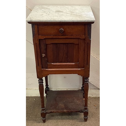 11 - French Marble Top Pot Cupboard /Nightstand. 40 x 36 x 84 cms