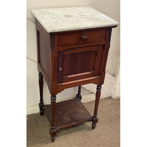 11 - French Marble Top Pot Cupboard /Nightstand. 40 x 36 x 84 cms