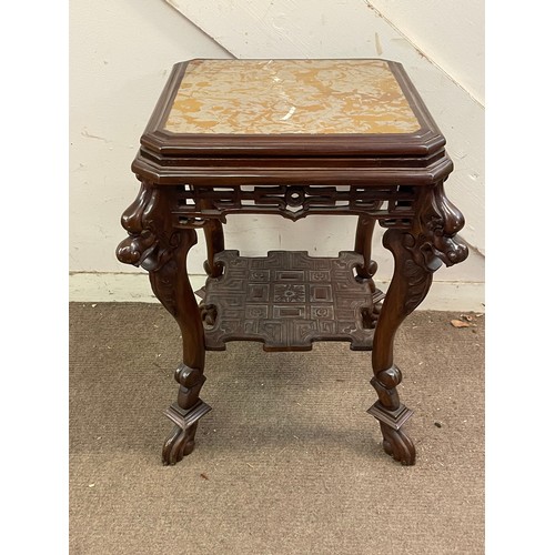 14 - Chinese Marble Top  Side Table. 49 x 49 x 62 cms