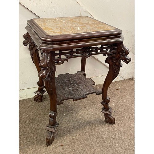 14 - Chinese Marble Top  Side Table. 49 x 49 x 62 cms