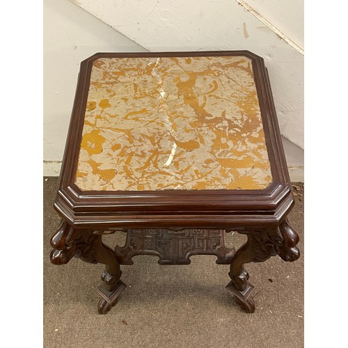 14 - Chinese Marble Top  Side Table. 49 x 49 x 62 cms