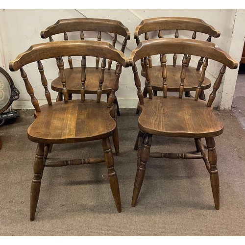 15 - Four Continental Farmhouse Spindle Back Chairs. (4)