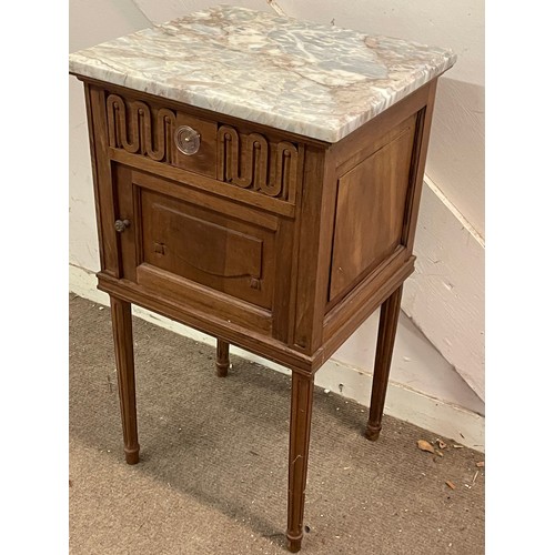 17 - French Marble Top Pot Cupboard / Nightstand. 45 x 41 x 81 cms