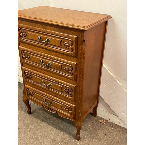 18 - French Louis XV Style Chest Of Five Drawers. 60 x 35 x 90 cms