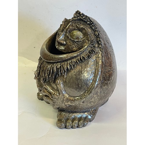 151 - 1970's Pottery Grotesque Figure Signed To Base. 27 cms High