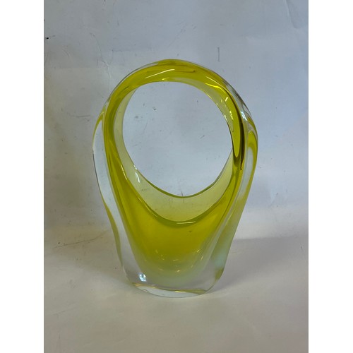 152 - Italian Glass Basket Vase. 34 cms High