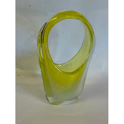 152 - Italian Glass Basket Vase. 34 cms High