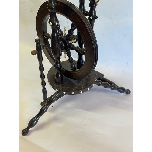 154 - Antique Spinning Wheel With Bone Decoration. 66cms High