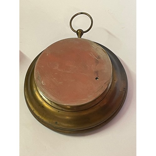 158 - Vintage Circular Brass Barometer. 17.5 cms Diameter.