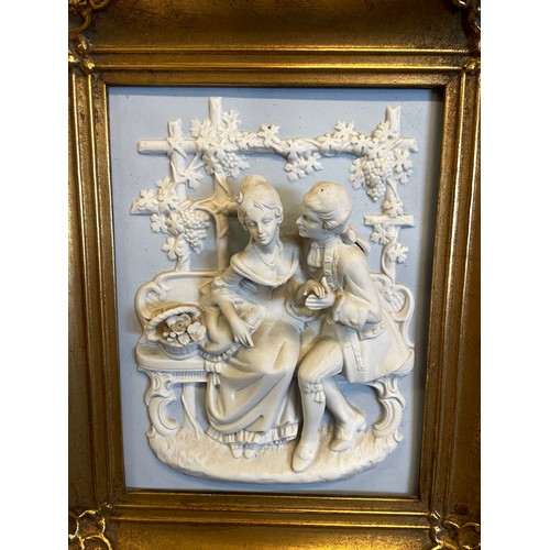 159 - Gilt Framed Figural Dresden / Meissen Classical Style Scene. 30 x 35 cms