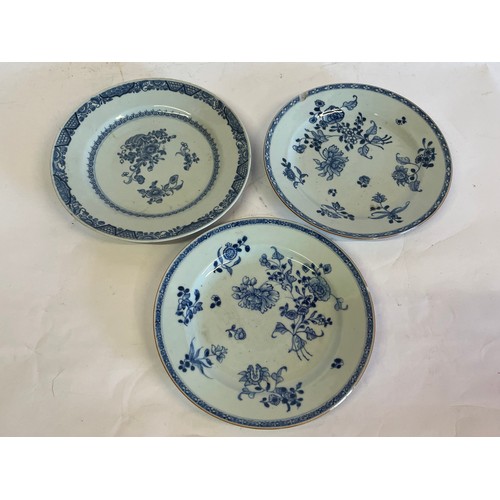 167 - Three Chinese Blue And White Ceramic Plates. Largest 23.5 cms Diameter. (3)