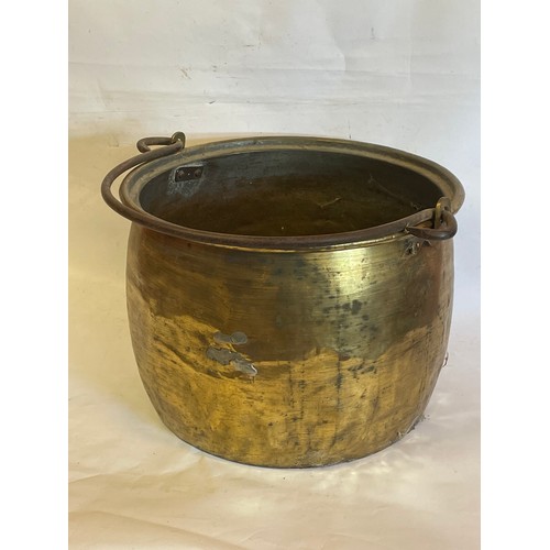 178 - Large Brass Antique Swing Handle Coal Bucket 45cms Diameter.